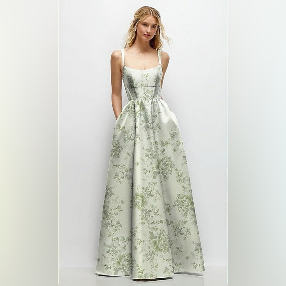 Dessy Group Sage Cottage Rose Bridesmaid Dress